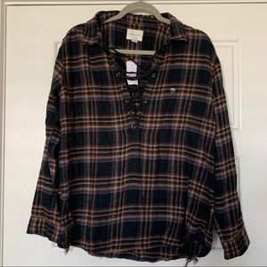American Eagle V Neck Flannel Shirt